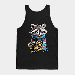 Christmas Raccoon Wearing Xmas Sweater Snug & Loved Funny Tank Top